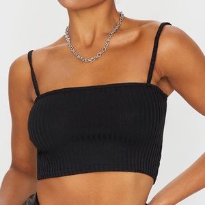 PrettyLittleThing Black Ribbed Crop Top